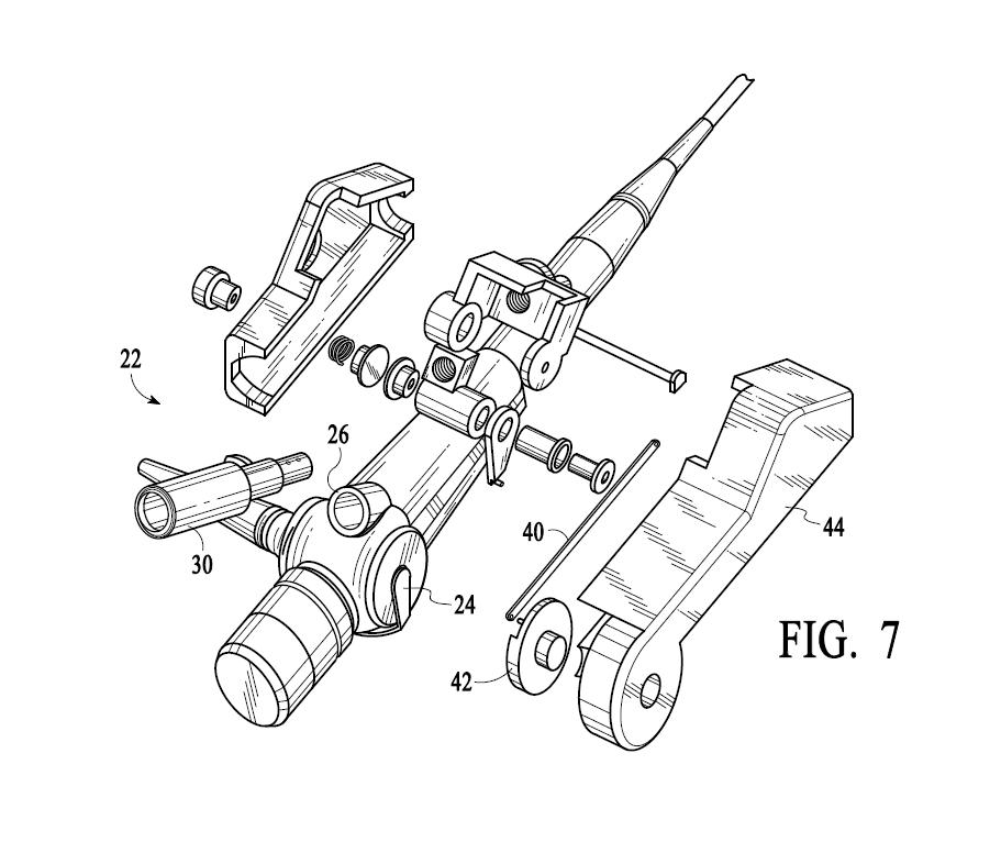 A professional utility patent drawing demonstrating a surgical proliferating apparatus for USPTO submission.