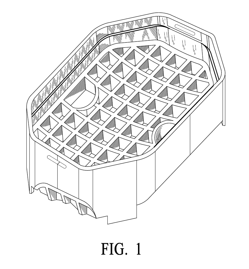 A professional utility patent drawing demonstrating the top side of a specimen holding container for centrifuge tubes for USPTO submission.