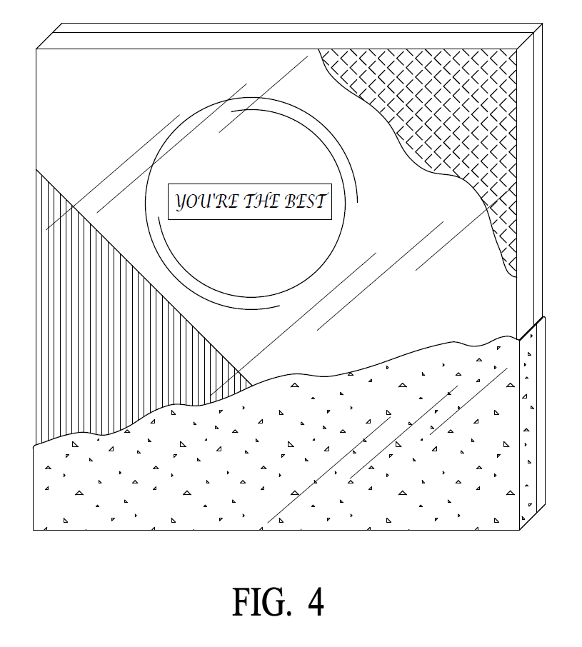 A professional utility patent drawing demonstrating a recognition award plaque for USPTO submission.