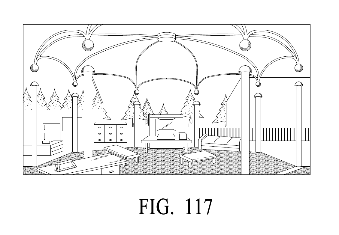 A professional utility patent drawing demonstrating a 3D computer desktop mapping invention for USPTO submission.