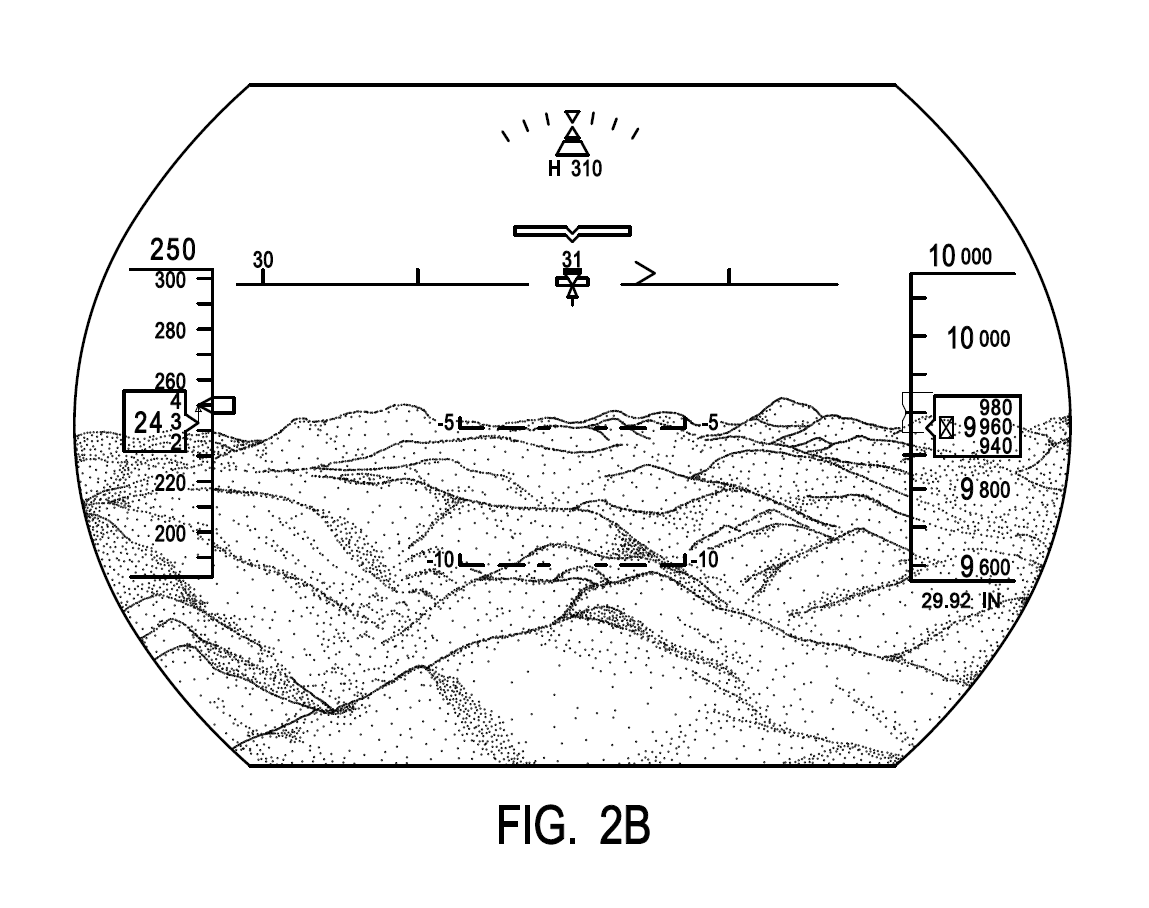 A professional utility patent drawing demonstrating a Head-Up Display (HUD) for USPTO submission.