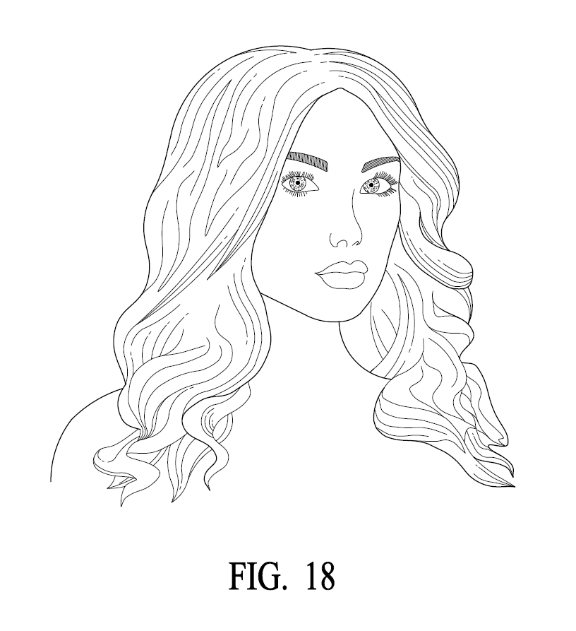 A professional utility patent drawing demonstrating a person for use with smart contact lenses for USPTO submission.