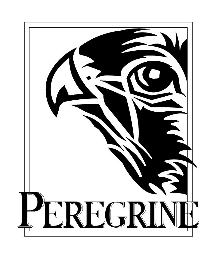 A professional trademark illustration a a peregrine falcon for USPTO submission.