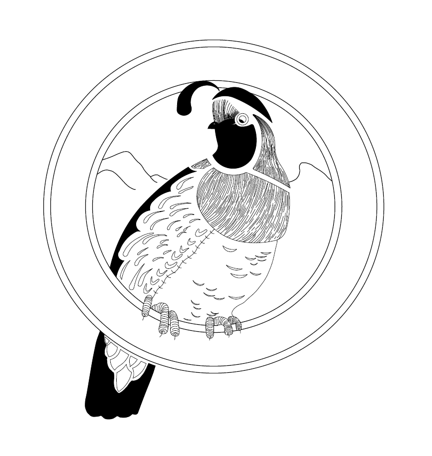 A professional trademark illustration of a partridge for USPTO submission.